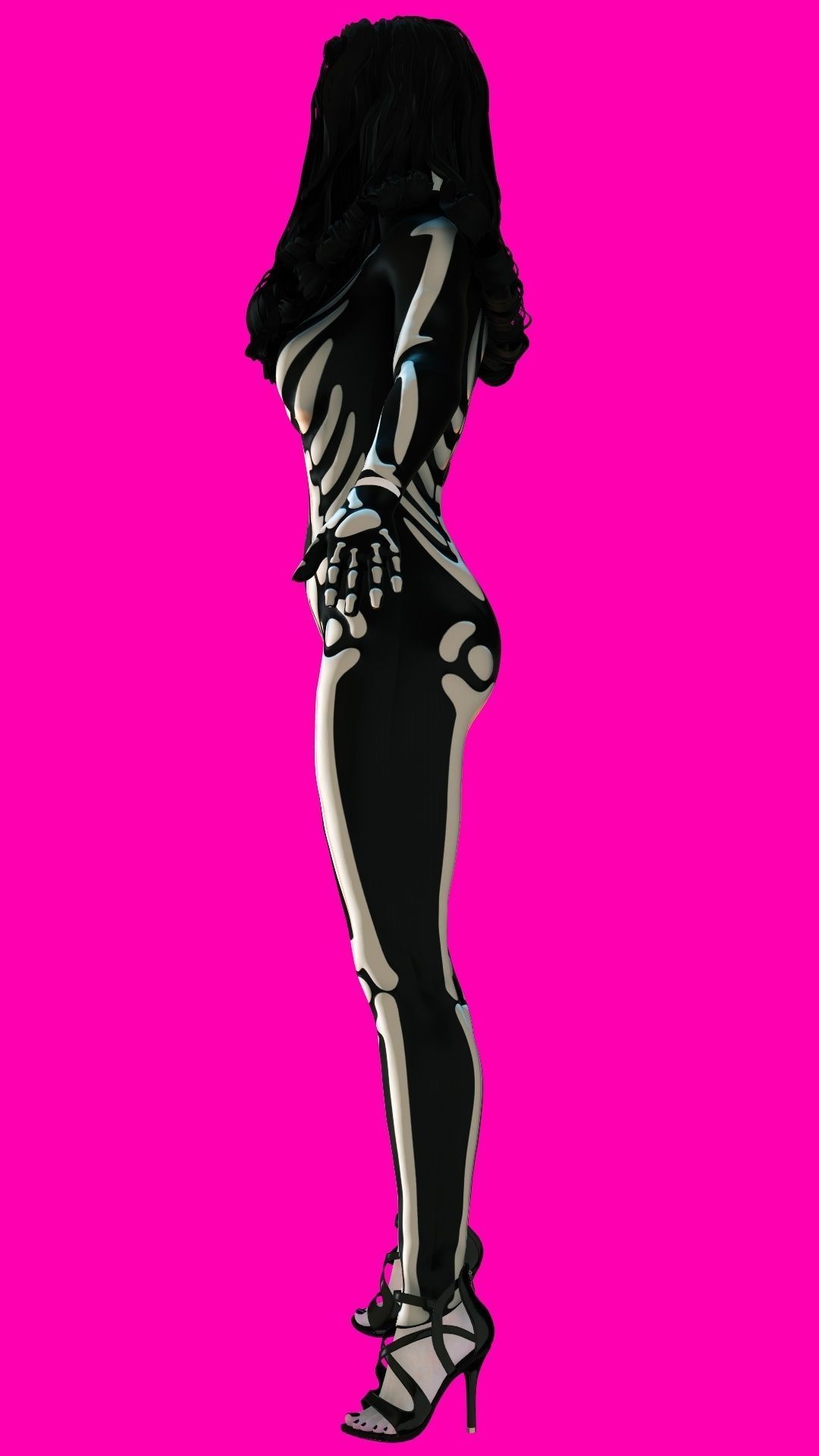 La Catrina W Skeleton Bodysuit 3D model_17