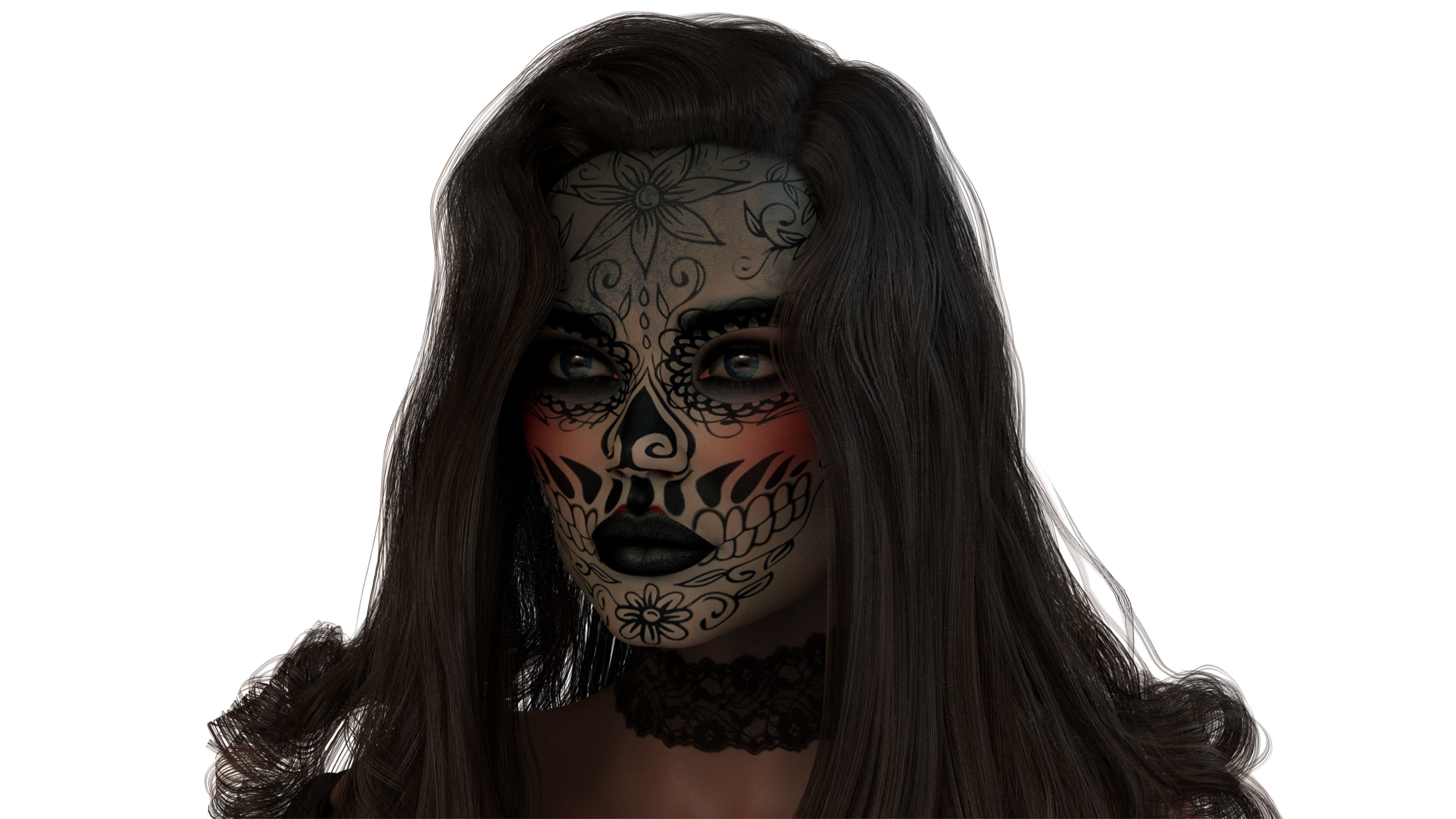 La Catrina W Skeleton Bodysuit 3D model_31
