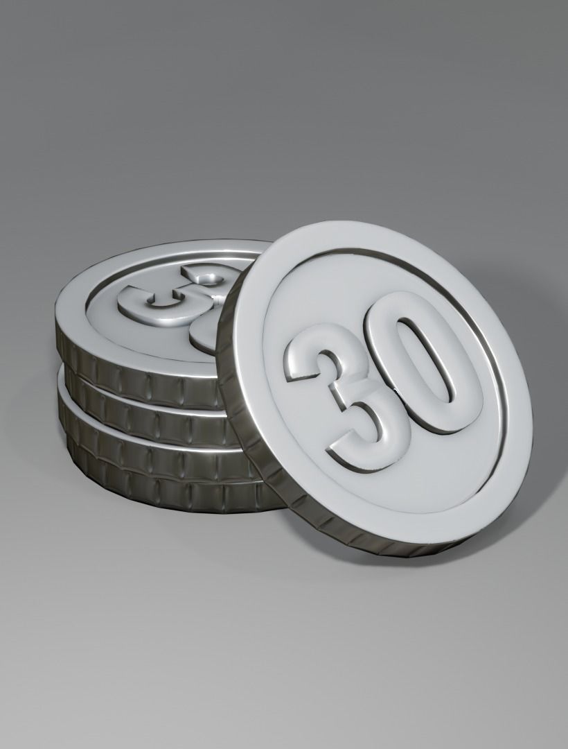 Numbered silver coin 3d model - PBR Low-poly 3D model Low-poly 3D model_8