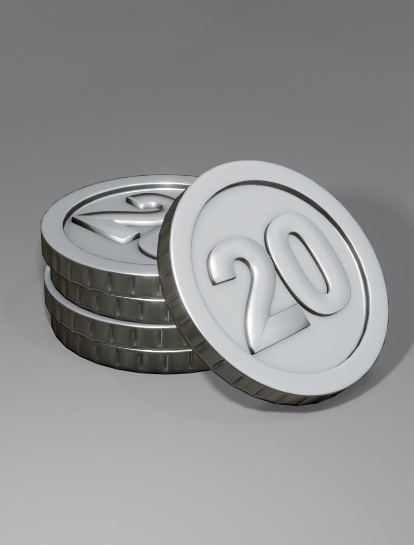 Numbered silver coin 3d model - PBR Low-poly 3D model Low-poly 3D model_6