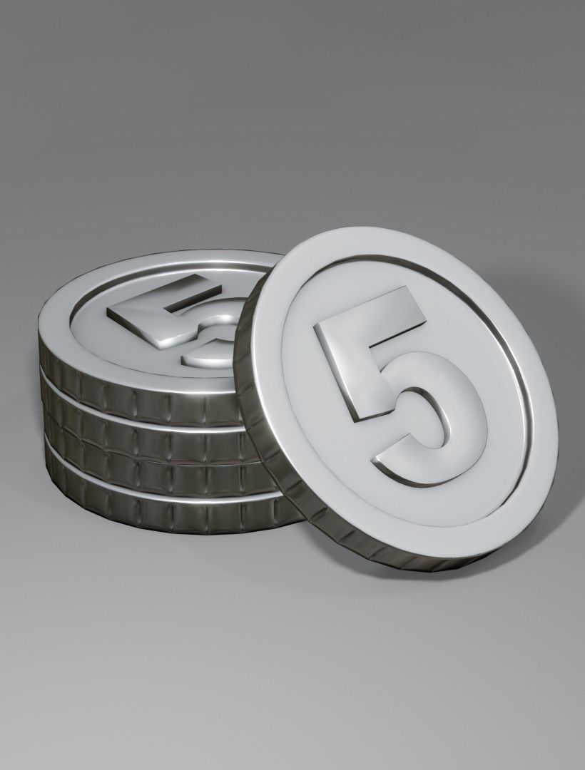 Numbered silver coin 3d model - PBR Low-poly 3D model Low-poly 3D model_11