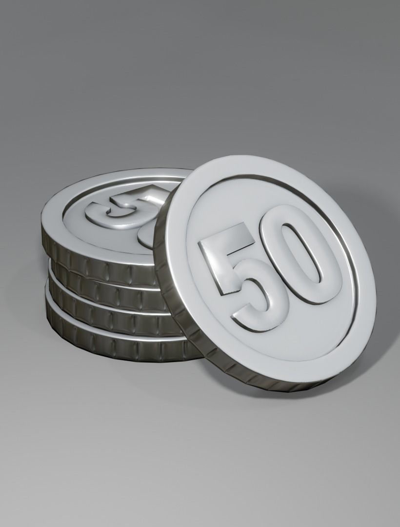 Numbered silver coin 3d model - PBR Low-poly 3D model Low-poly 3D model_12