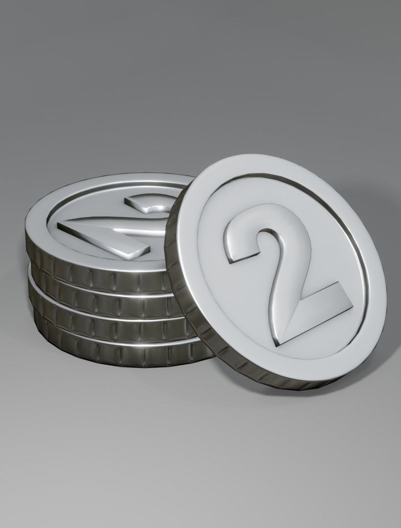 Numbered silver coin 3d model - PBR Low-poly 3D model Low-poly 3D model_5