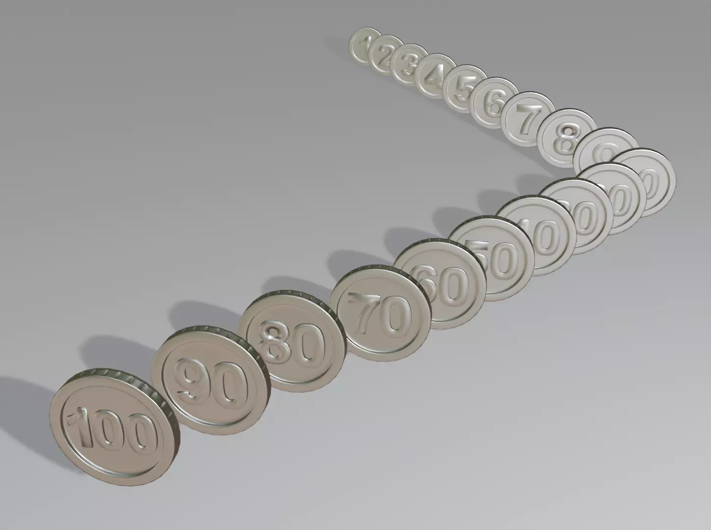 Numbered silver coin 3d model - PBR Low-poly 3D model Low-poly 3D model_0