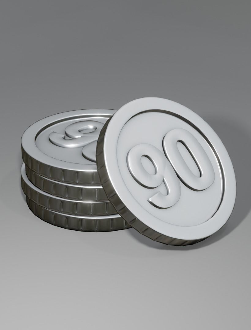 Numbered silver coin 3d model - PBR Low-poly 3D model Low-poly 3D model_20