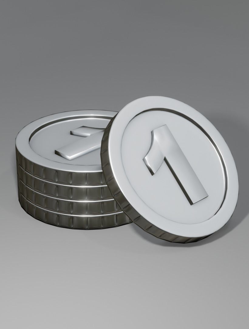 Numbered silver coin 3d model - PBR Low-poly 3D model Low-poly 3D model_2