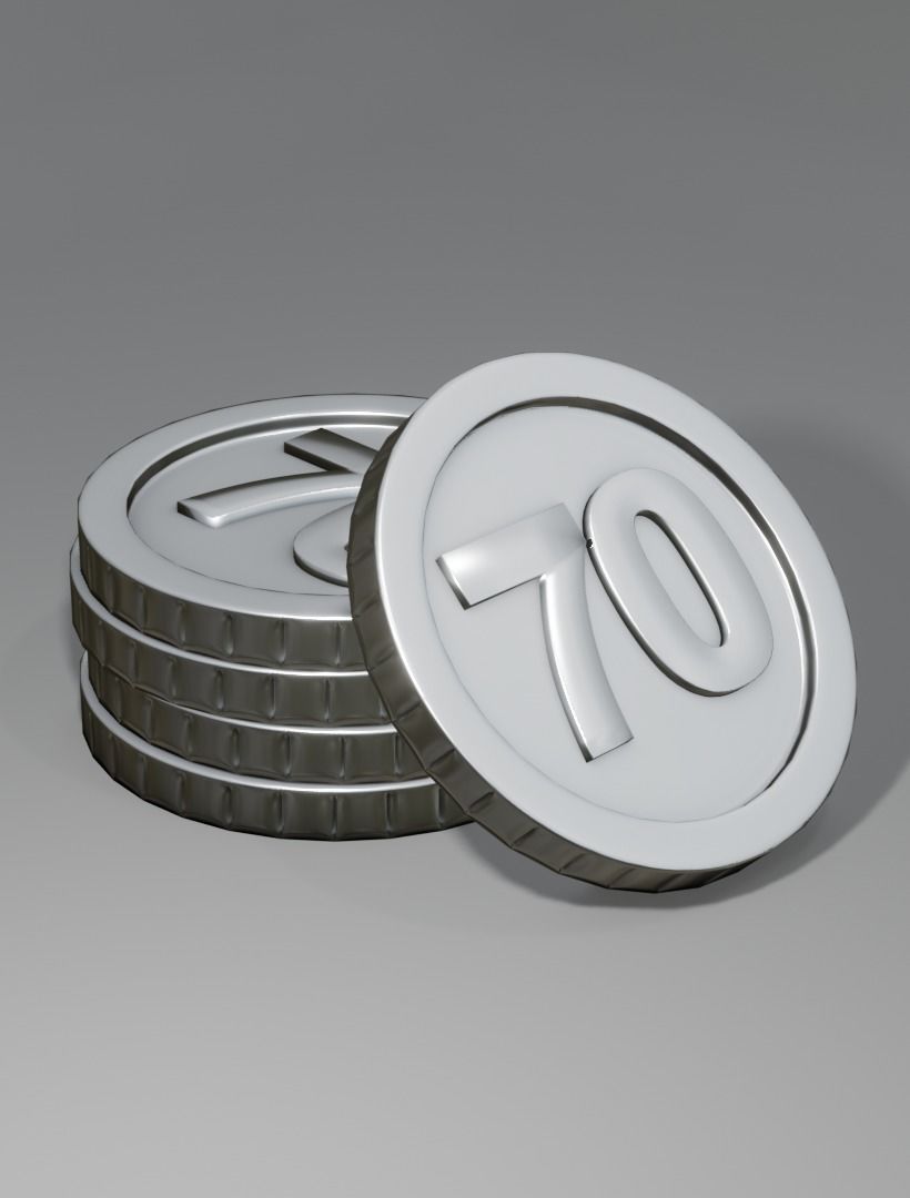 Numbered silver coin 3d model - PBR Low-poly 3D model Low-poly 3D model_16