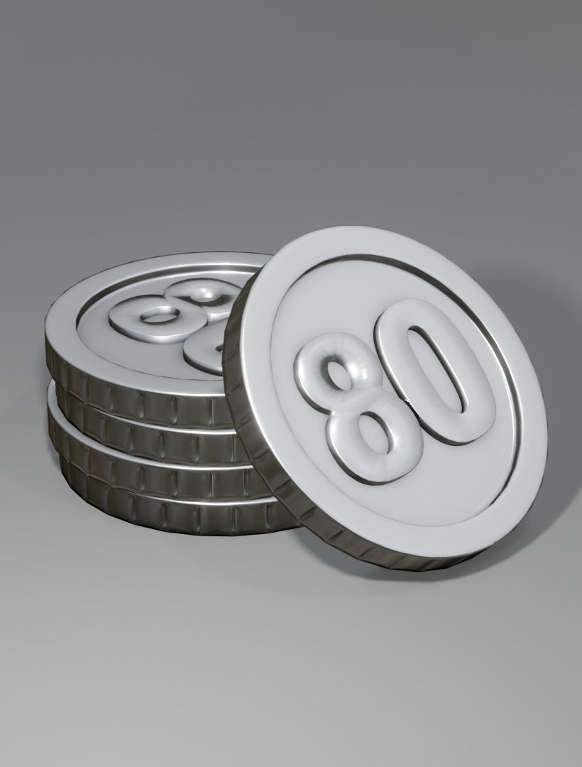 Numbered silver coin 3d model - PBR Low-poly 3D model Low-poly 3D model_18
