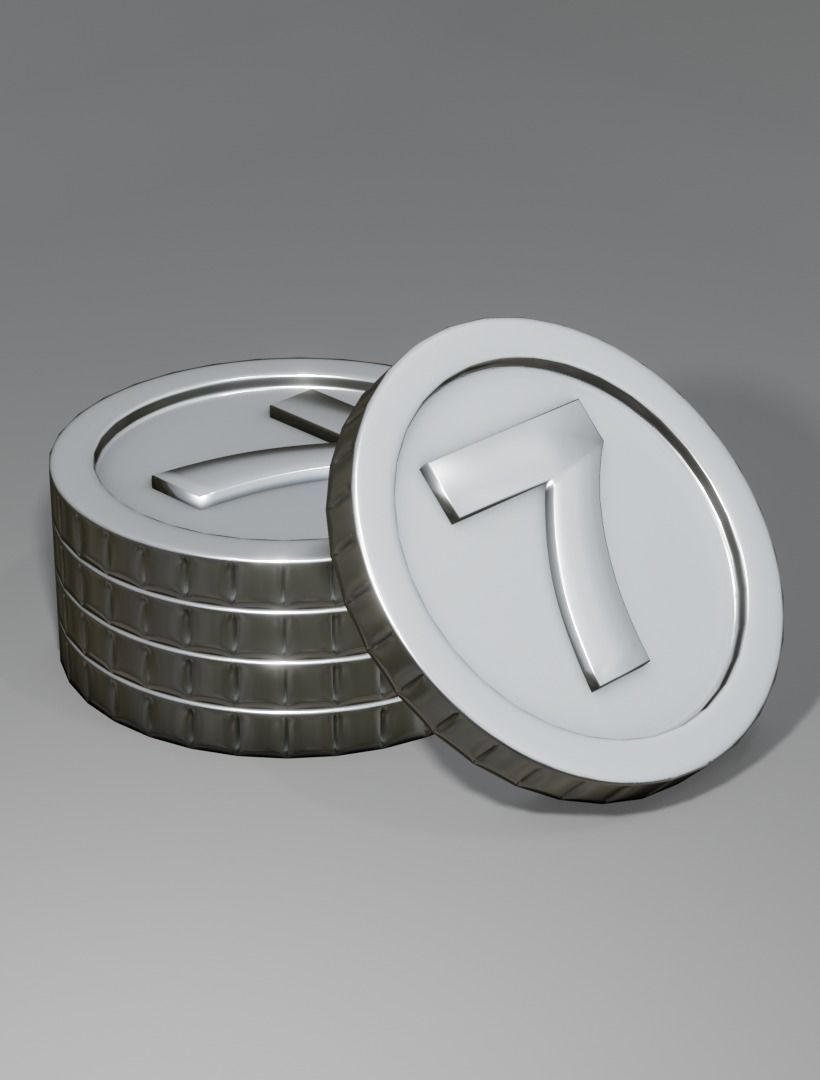 Numbered silver coin 3d model - PBR Low-poly 3D model Low-poly 3D model_15