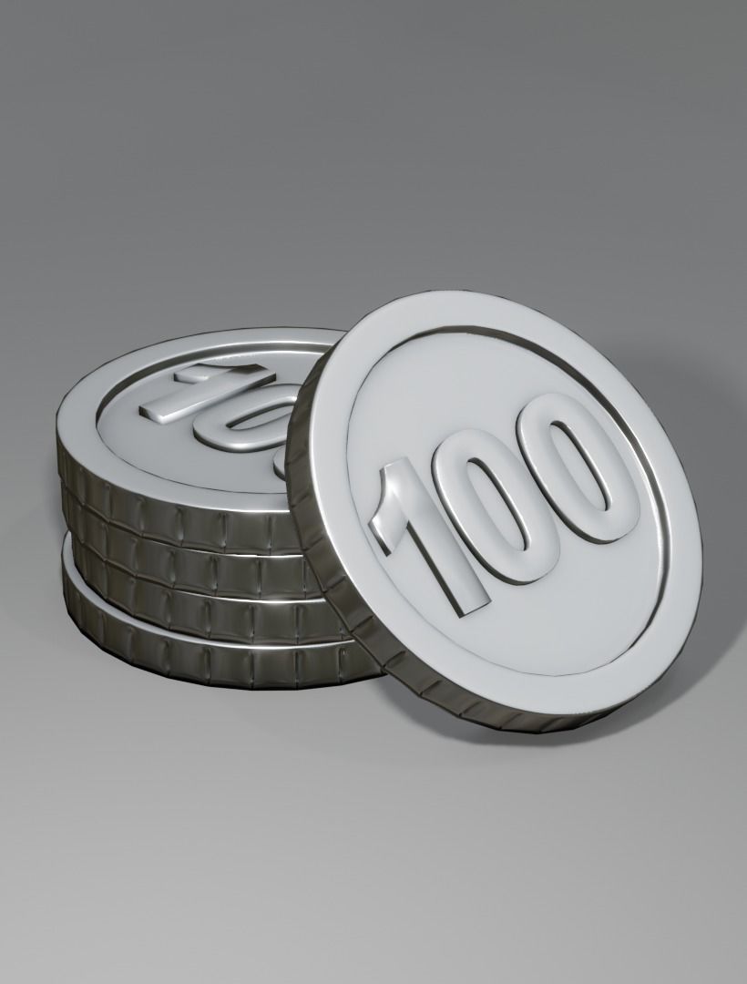 Numbered silver coin 3d model - PBR Low-poly 3D model Low-poly 3D model_4