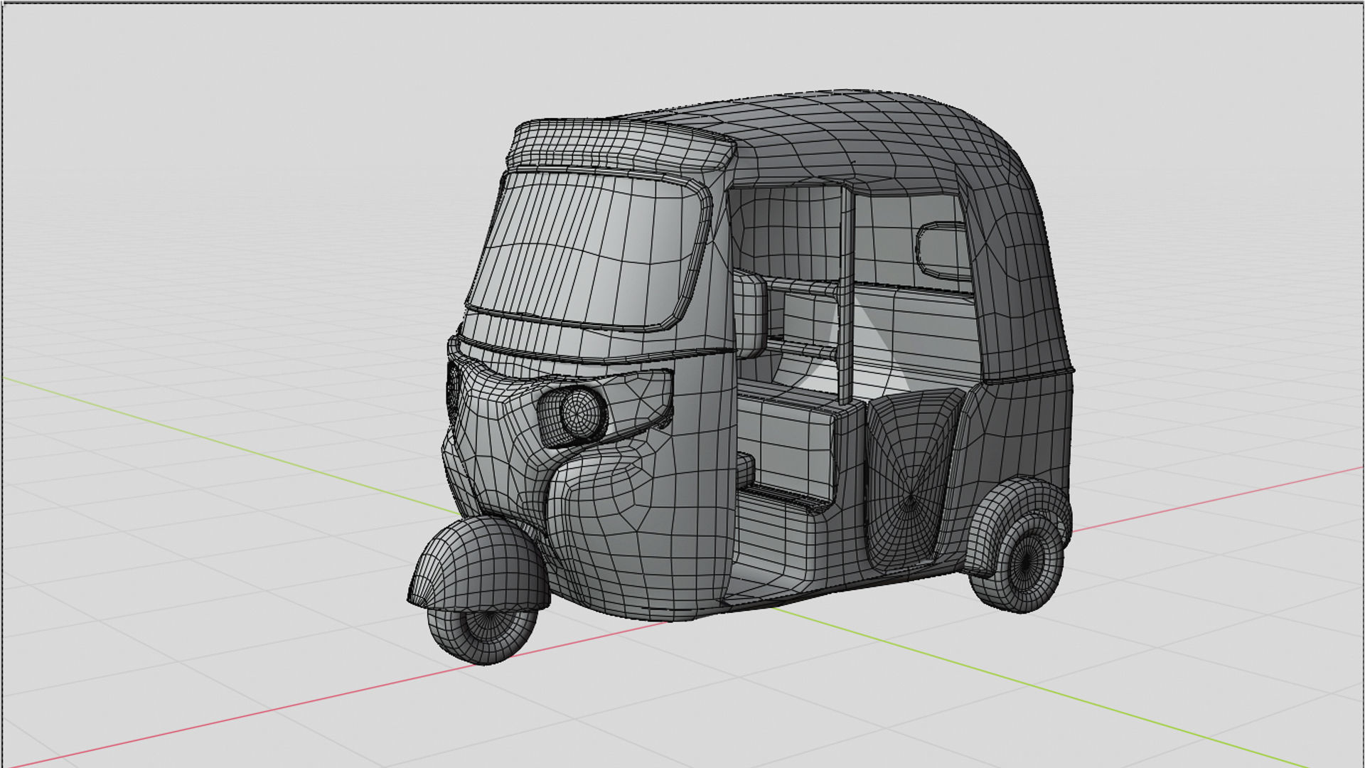 Modern three-wheel tuktuk taxi  bajaj re 3D model Low-poly 3D model_6
