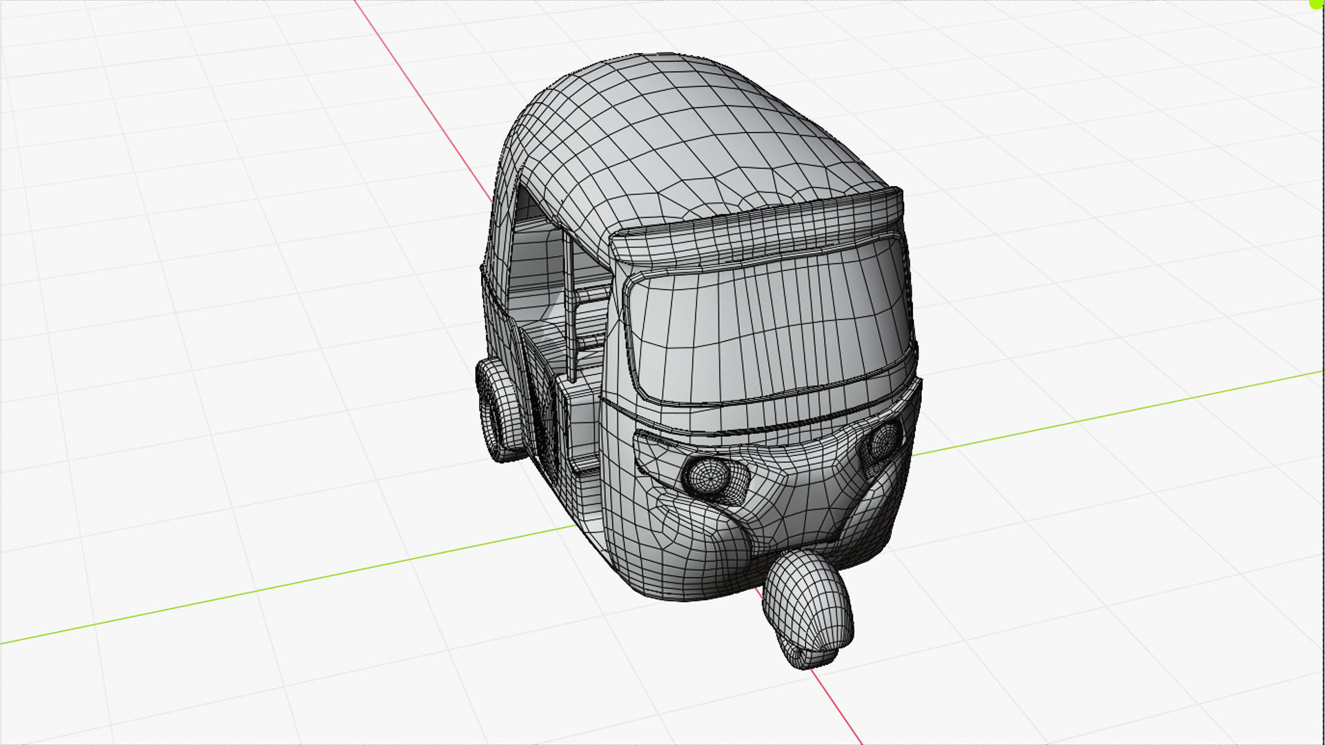Modern three-wheel tuktuk taxi  bajaj re 3D model Low-poly 3D model_7