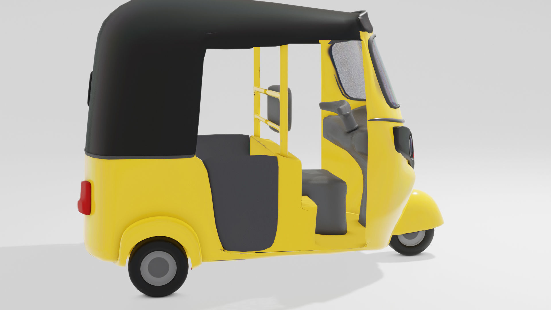 Modern three-wheel tuktuk taxi  bajaj re 3D model Low-poly 3D model_3