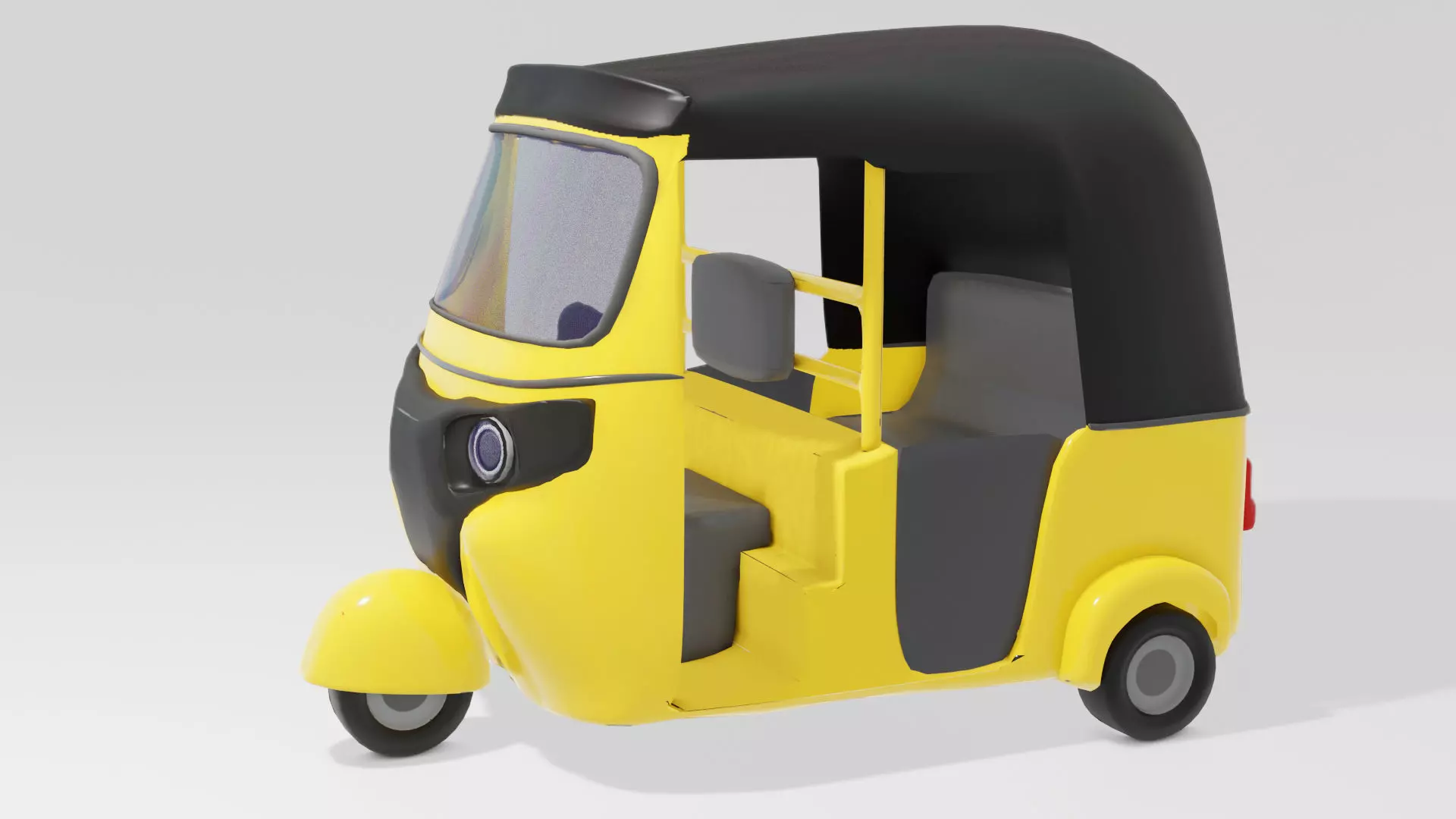 Modern three-wheel tuktuk taxi  bajaj re 3D model Low-poly 3D model_0