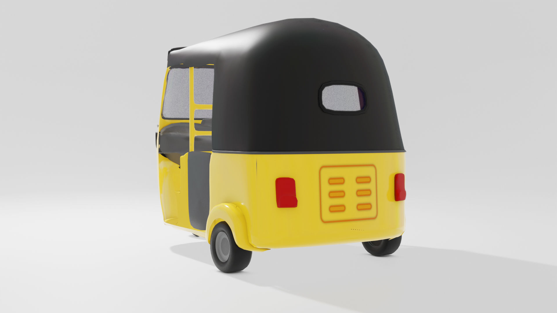 Modern three-wheel tuktuk taxi  bajaj re 3D model Low-poly 3D model_1