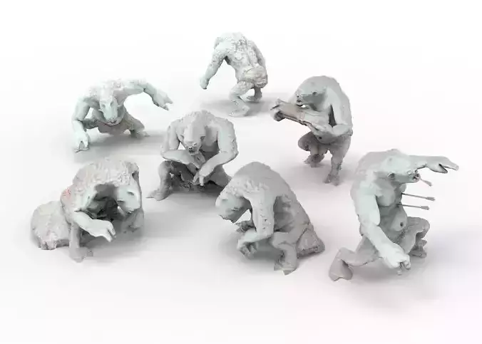 Savage Cave Trolls camp for diorama purpose 3D print model
