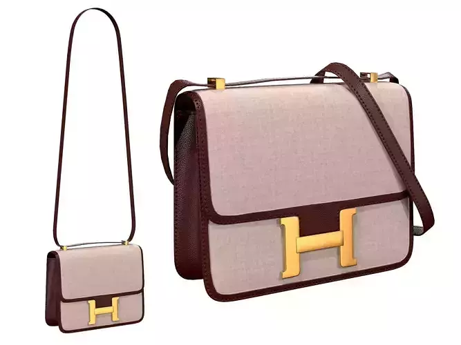 Hermes Constance Bag Beige Red Low-poly 3D model