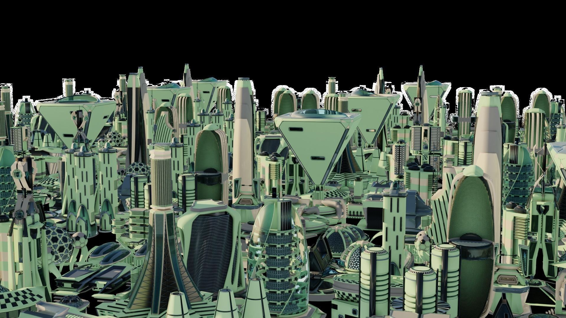 35 Futuristic Buildings VOL 6 Low-poly 3D model_4