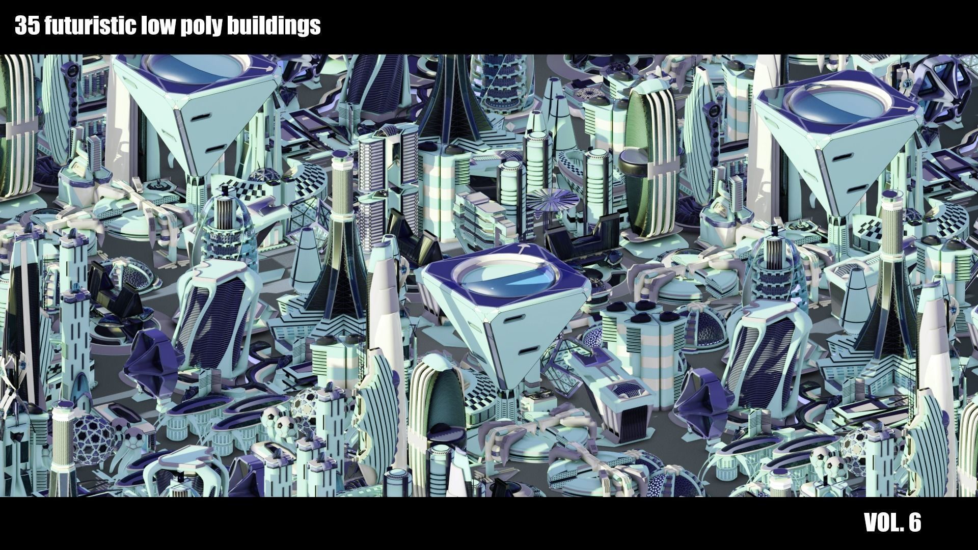 35 Futuristic Buildings VOL 6 Low-poly 3D model_2