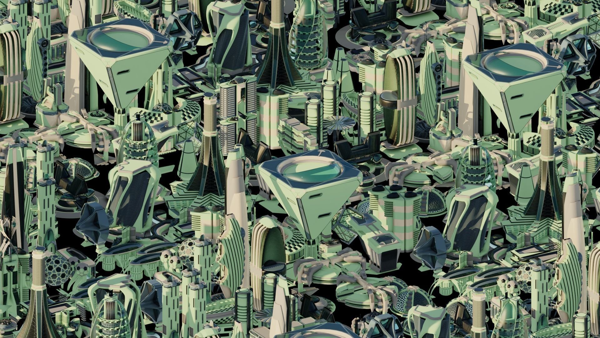 35 Futuristic Buildings VOL 6 Low-poly 3D model_5
