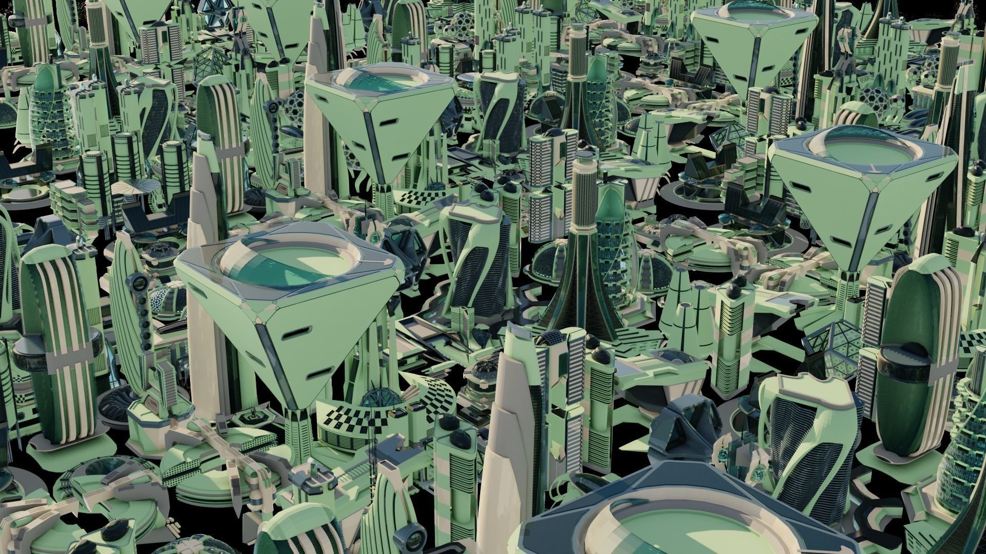 35 Futuristic Buildings VOL 6 Low-poly 3D model_3