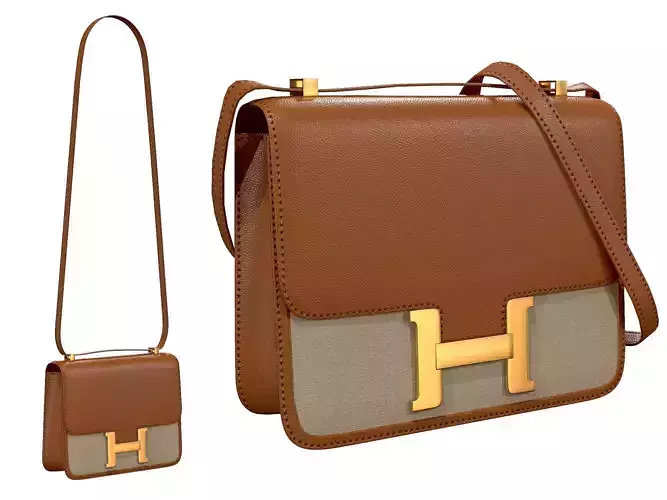 Hermes Constance Bag Brown Leather Low-poly 3D model