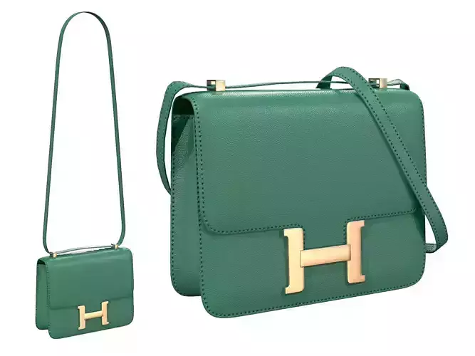 Hermes Constance Bag Green Leather Low-poly 3D model
