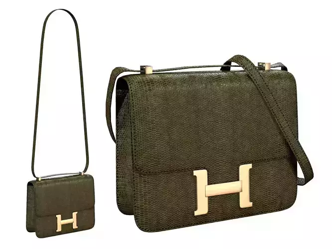 Hermes Constance Bag Green Snake Low-poly 3D model