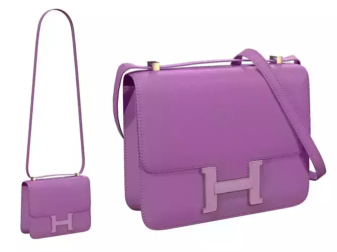 Hermes Constance Bag Purple Velvet Low-poly 3D model