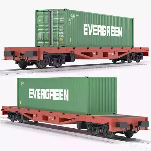 Flat Rail Car Evergreen Shipping Container