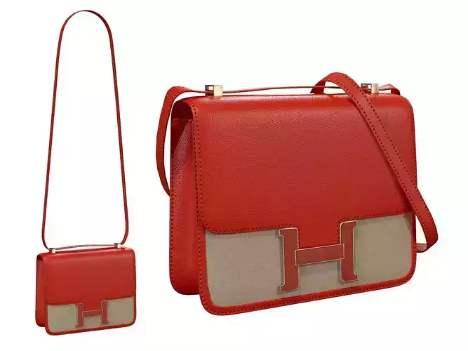 Hermes Constance Bag  Red Leather Low-poly 3D model