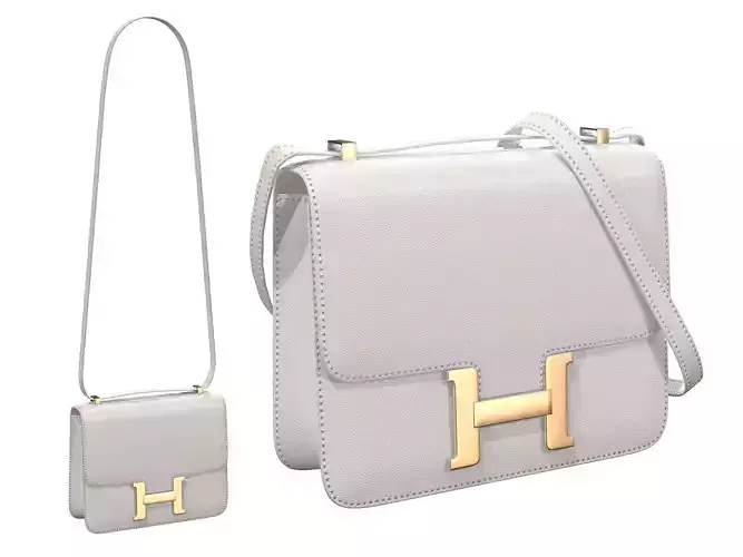 Hermes Constance Bag White Leather Low-poly 3D model