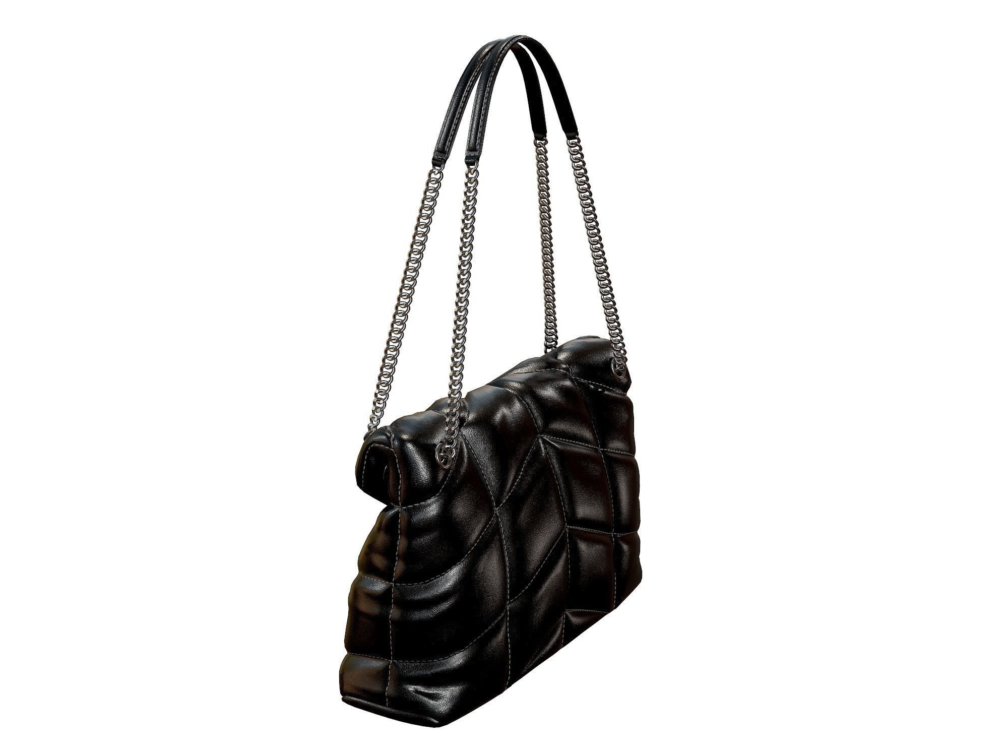 YSL Saint Laurent Loulou Puffer Bag Black Low-poly 3D model_3