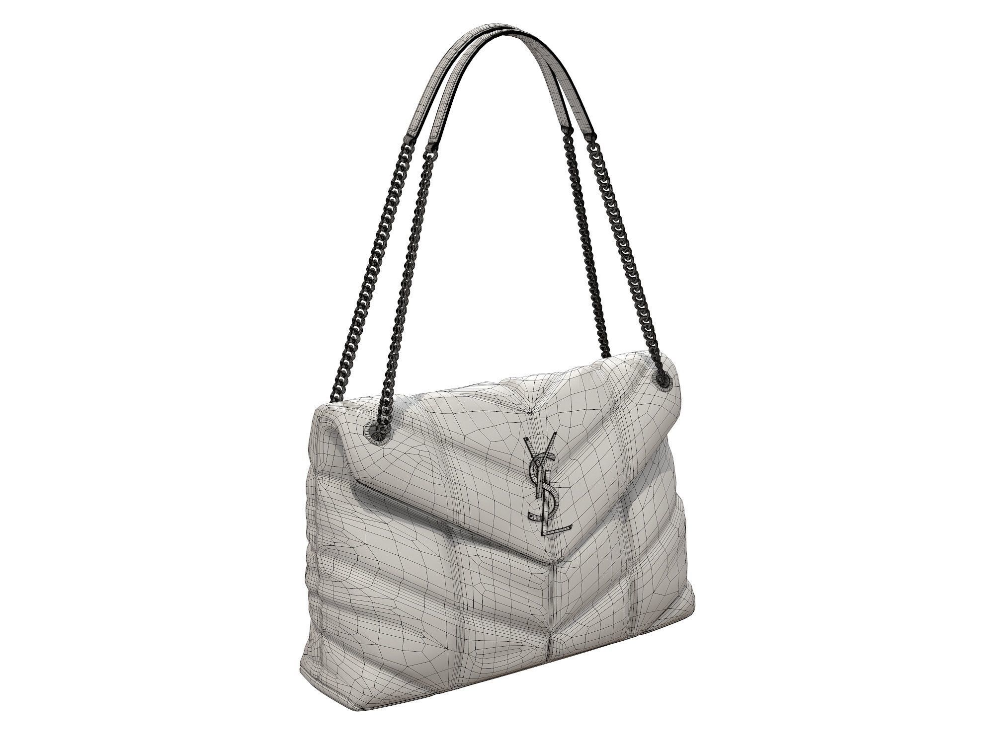 YSL Saint Laurent Loulou Puffer Bag Black Low-poly 3D model_6