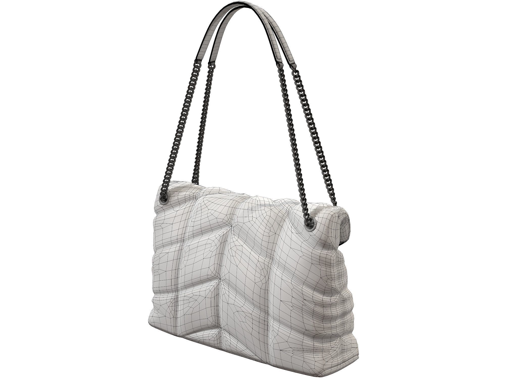 YSL Saint Laurent Loulou Puffer Bag Black Low-poly 3D model_9