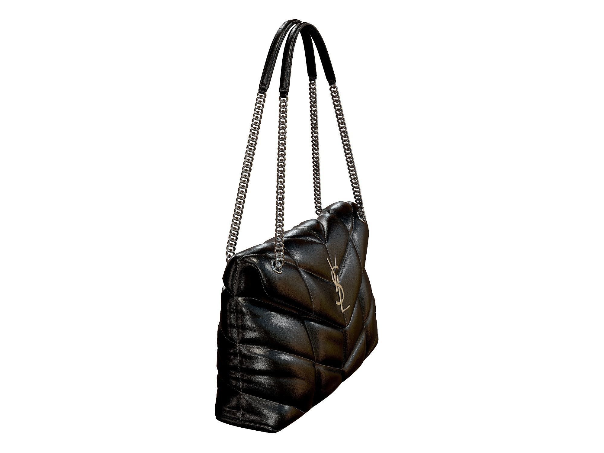 YSL Saint Laurent Loulou Puffer Bag Black Low-poly 3D model_1