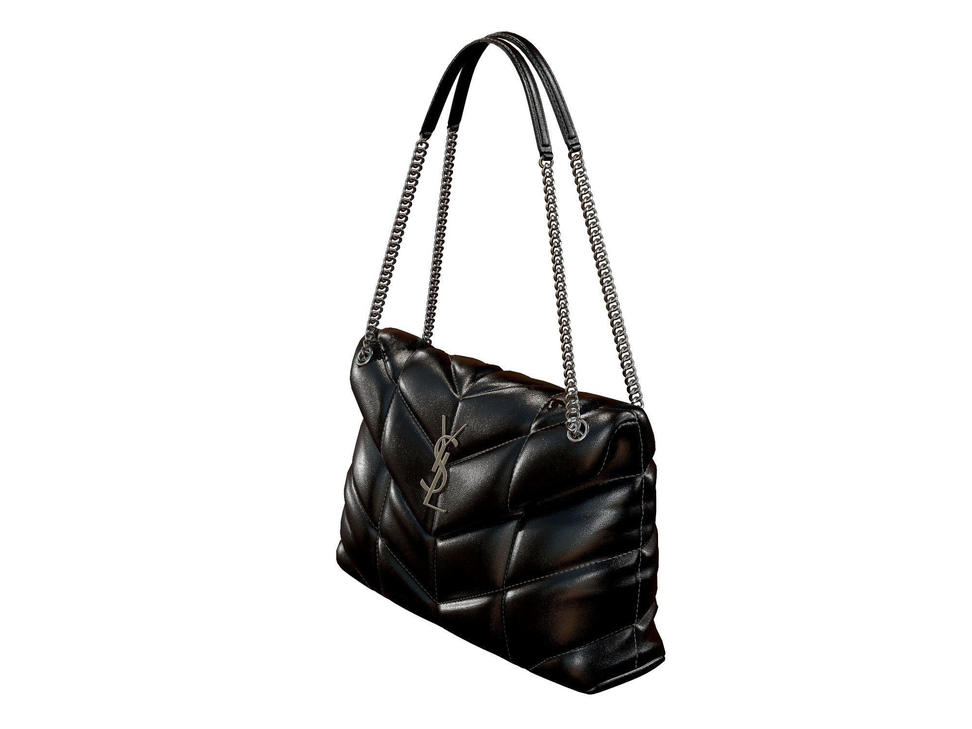 YSL Saint Laurent Loulou Puffer Bag Black Low-poly 3D model_4