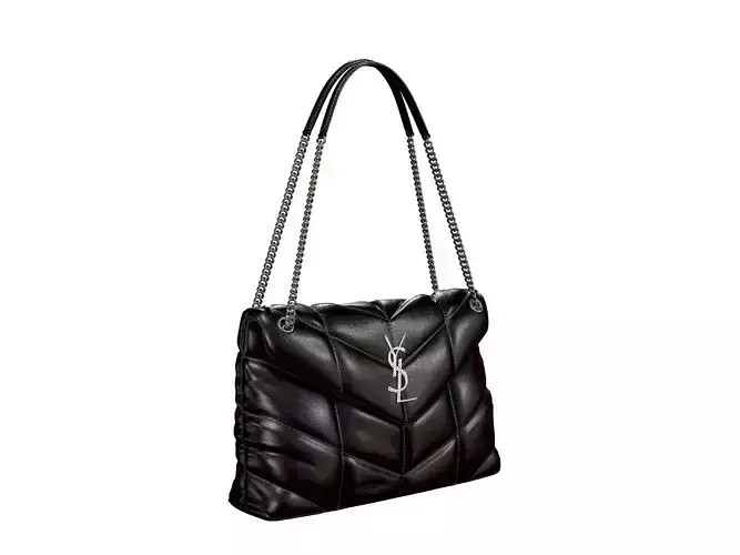 YSL Saint Laurent Loulou Puffer Bag Black Low-poly 3D model