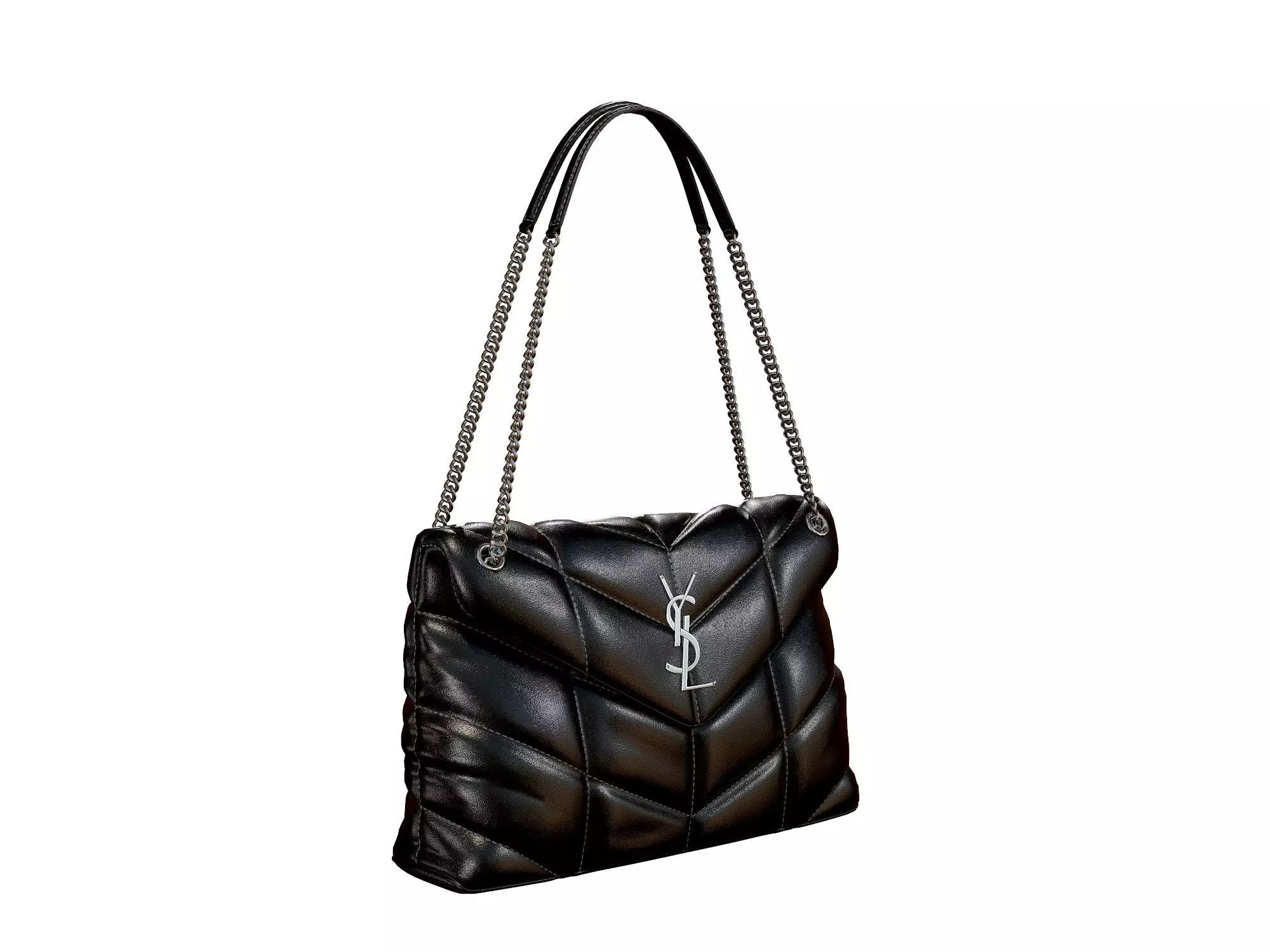 YSL Saint Laurent Loulou Puffer Bag Black Low-poly 3D model_0