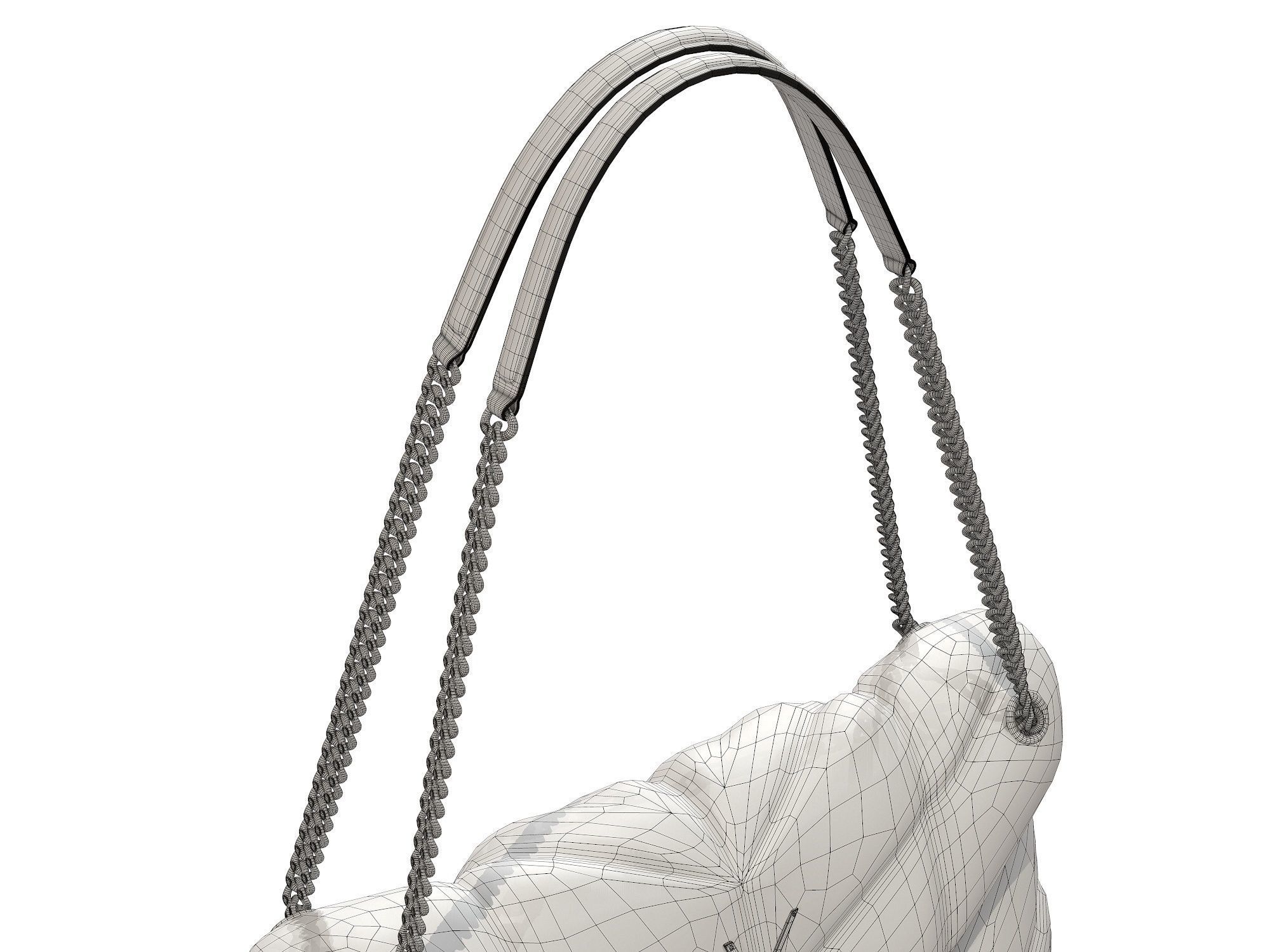 YSL Saint Laurent Loulou Puffer Bag Black Low-poly 3D model_8