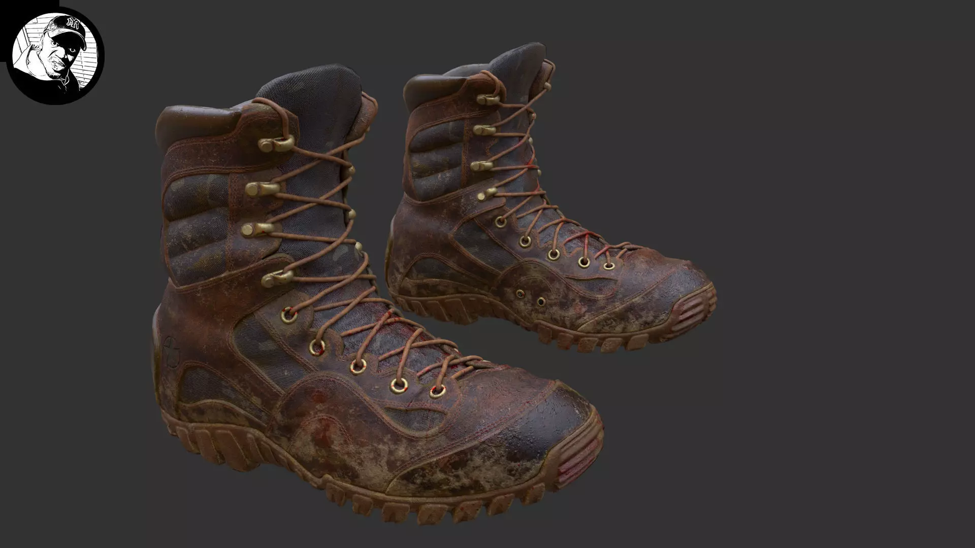 Dirty Bloody Combat Boots 3D model_0