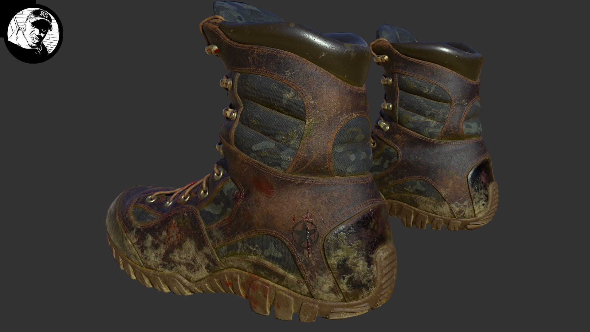 Dirty Bloody Combat Boots 3D model_3