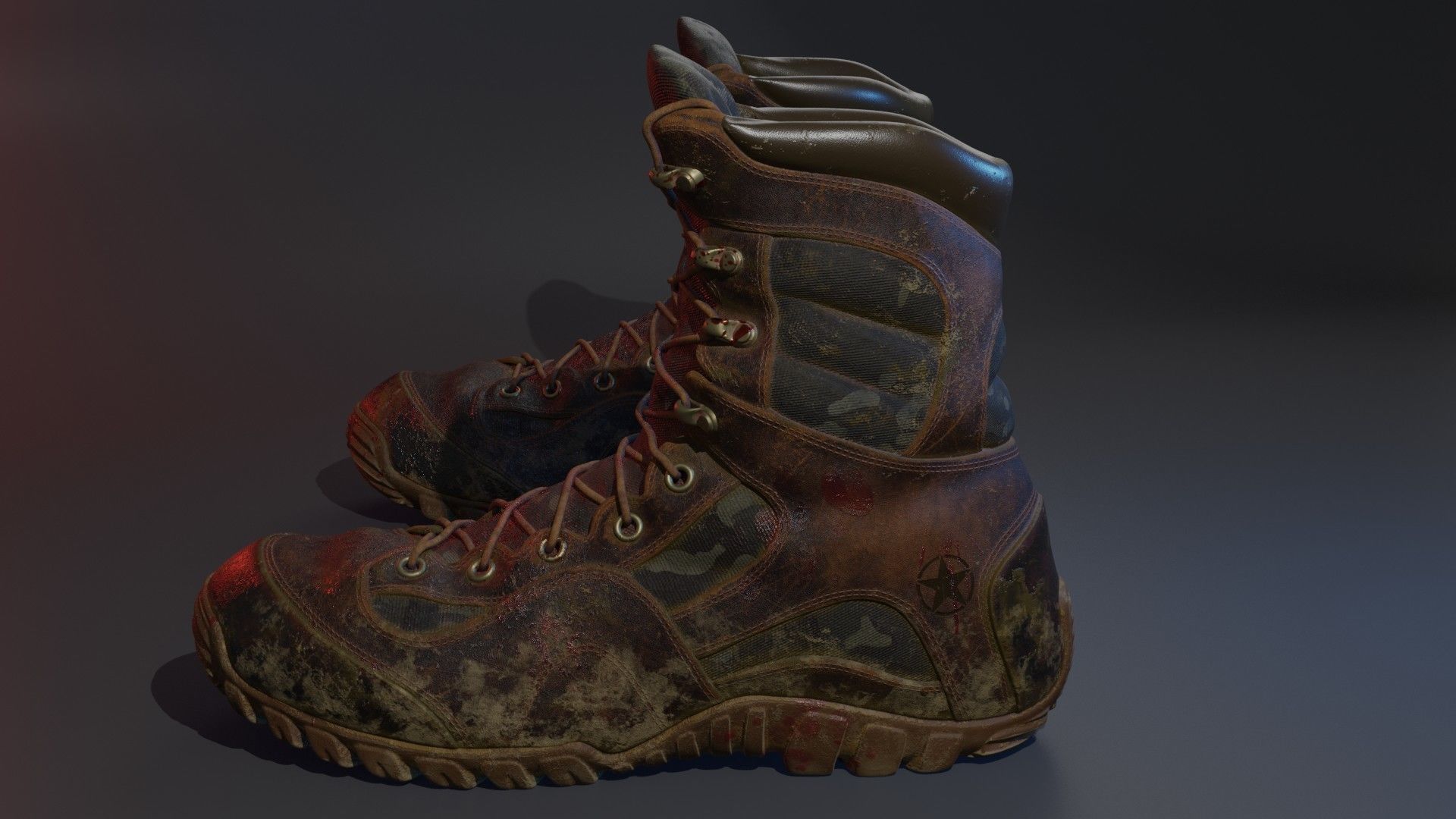 Dirty Bloody Combat Boots 3D model_9
