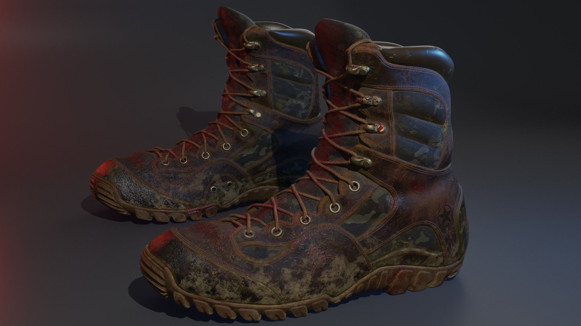 Dirty Bloody Combat Boots 3D model_5