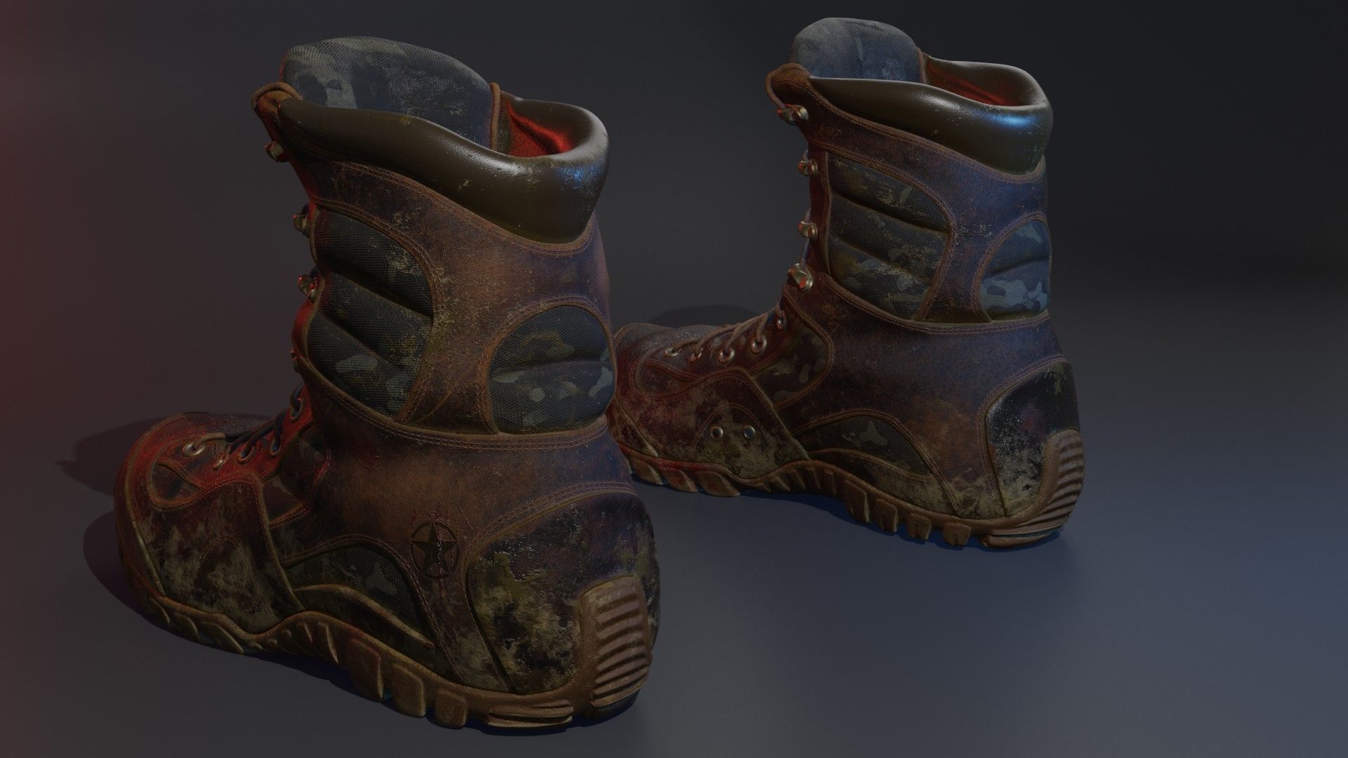 Dirty Bloody Combat Boots 3D model_8