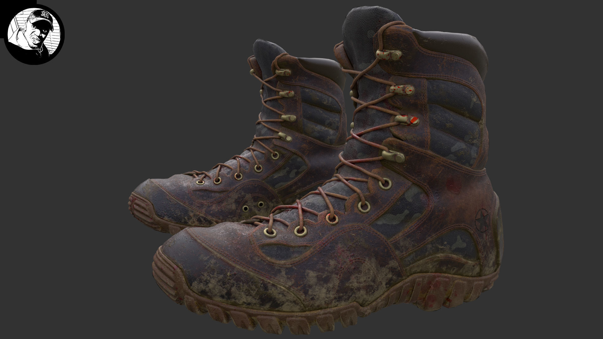 Dirty Bloody Combat Boots 3D model_2