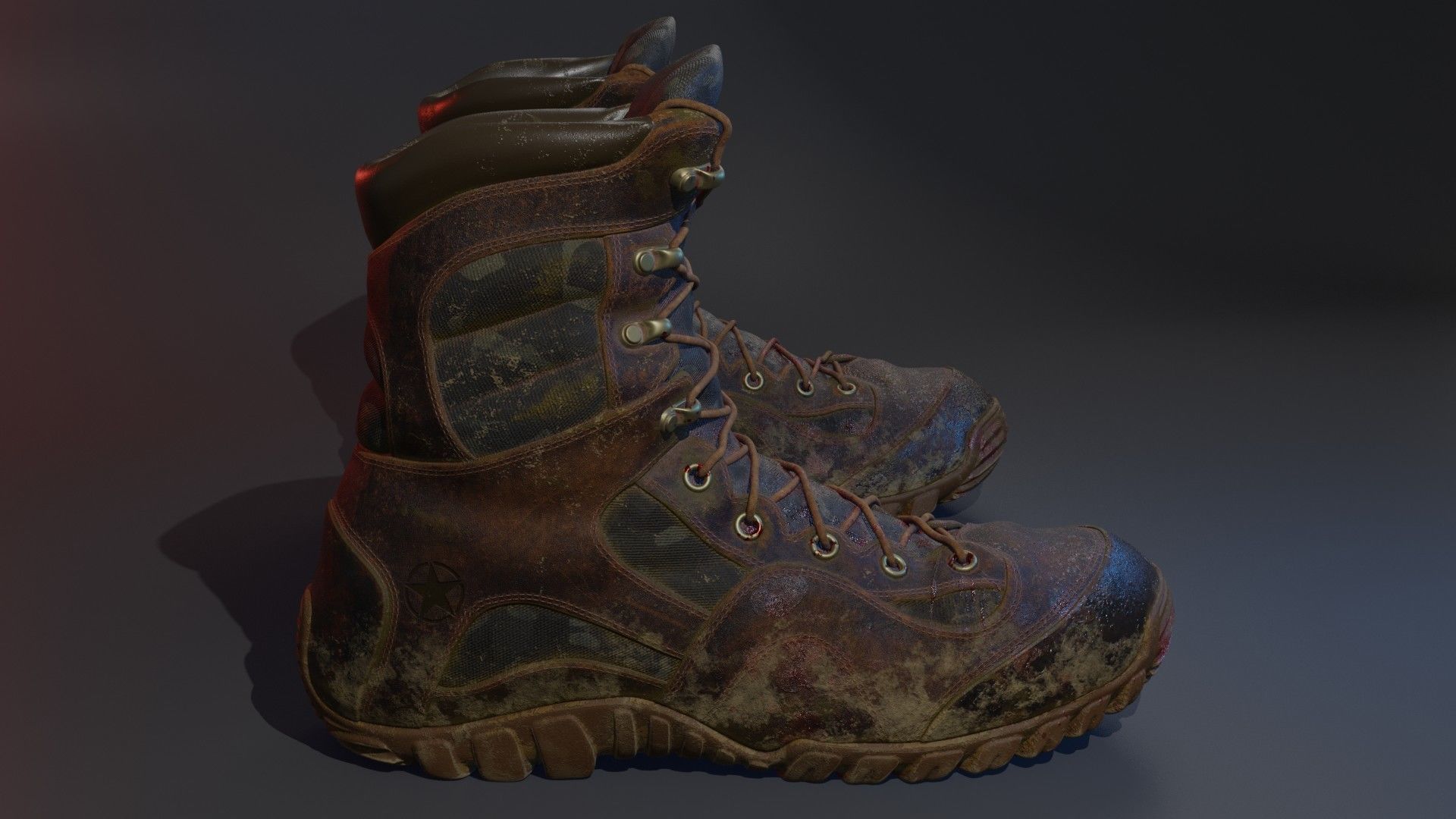 Dirty Bloody Combat Boots 3D model_1