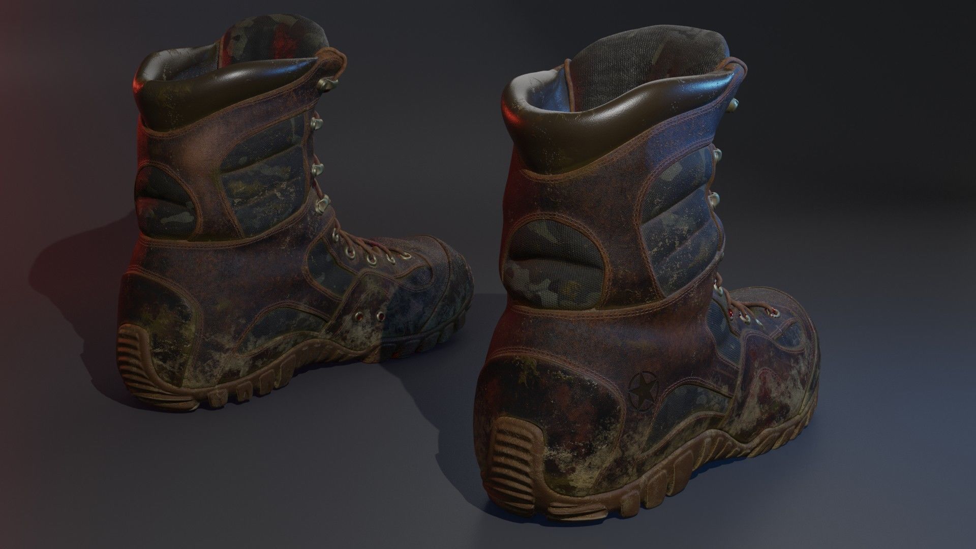 Dirty Bloody Combat Boots 3D model_7