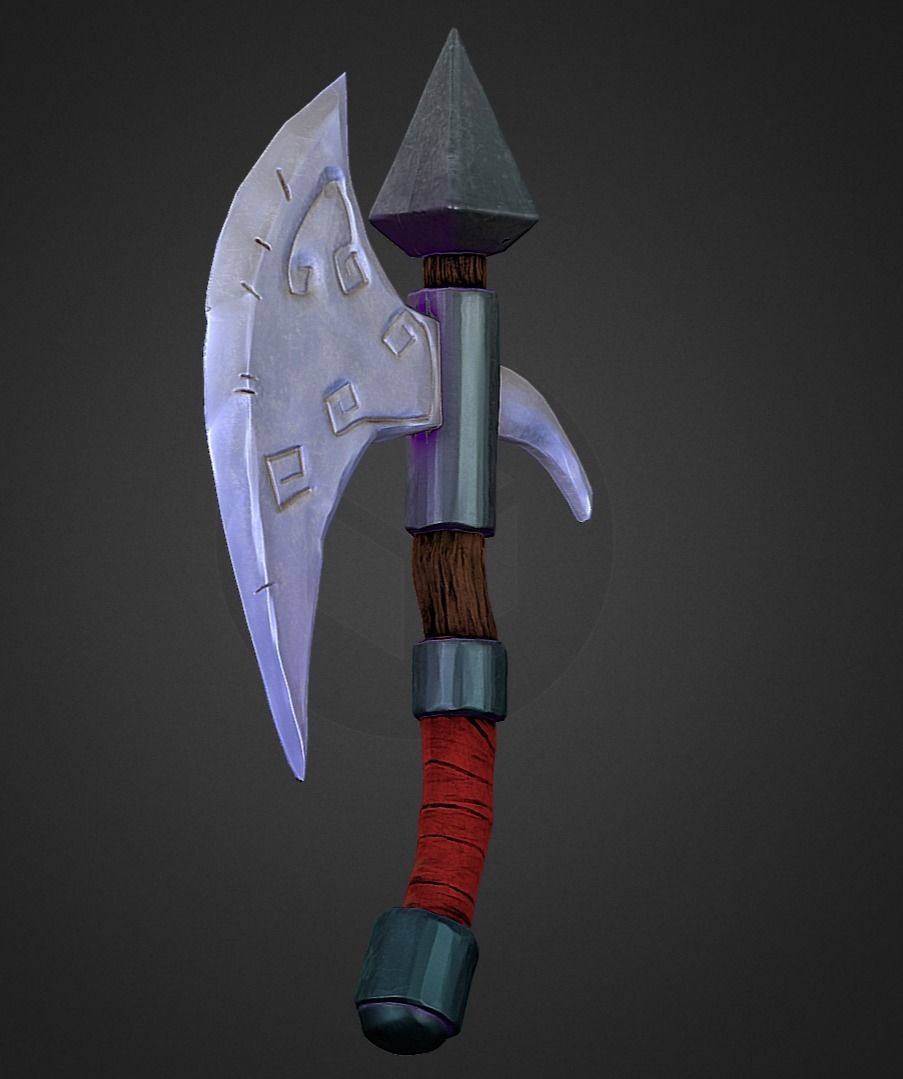 Stylized Axe Low-poly 3D model_20