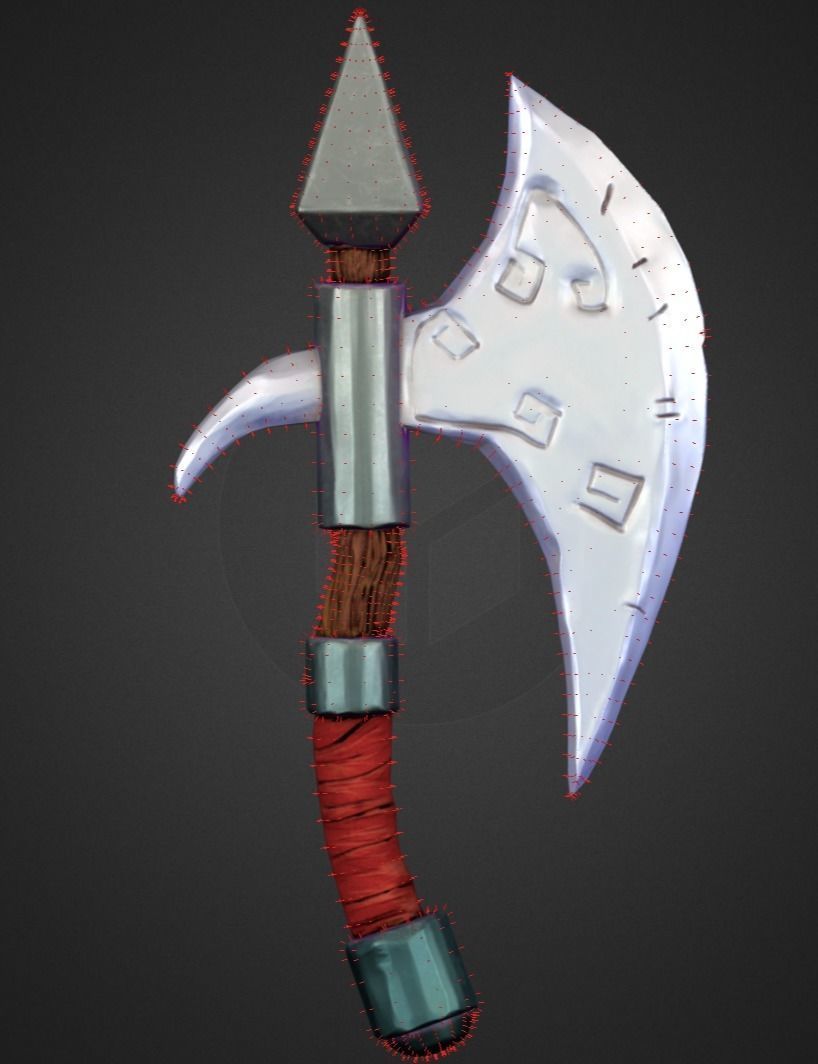 Stylized Axe Low-poly 3D model_14